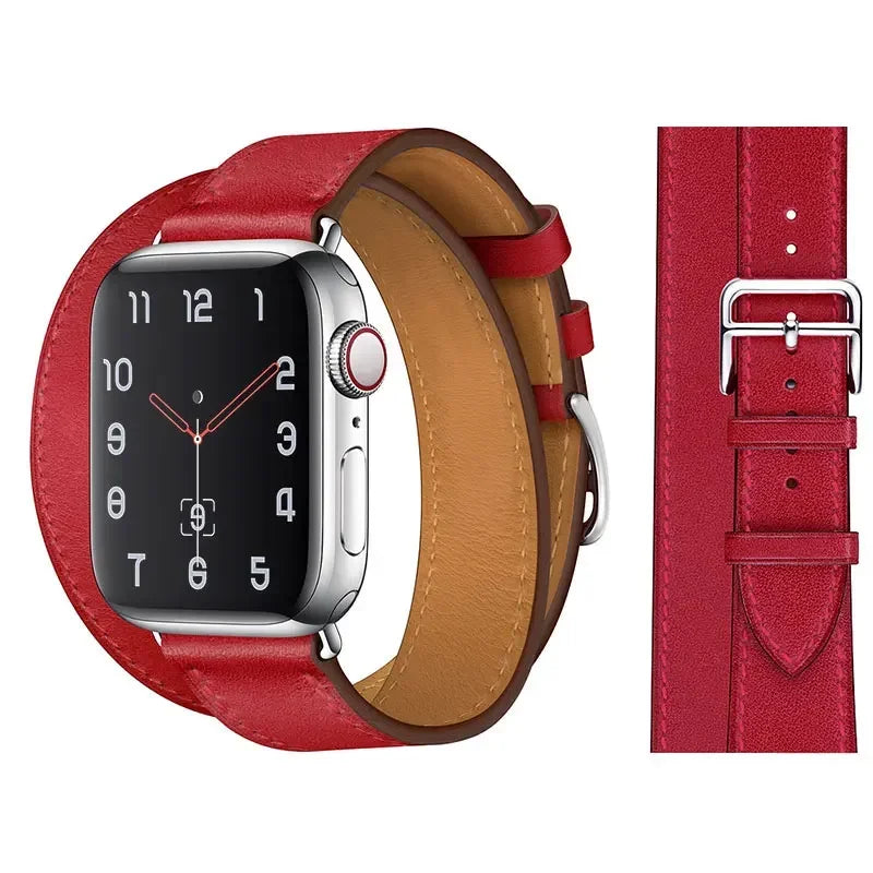 Genuine Leather Bracelet Strap For Apple Watch Band 45mm 49mm 41mm 44mm 42mm 46mm Leather Wristband iWatch Ultra 11 10 9 8 7 6 5