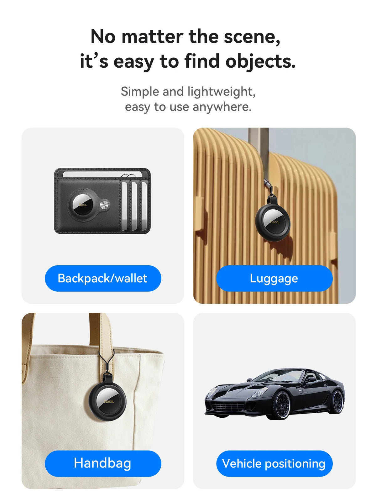 HOCO E100 Smart GPS Tracker Mini Tag Anti-Lost Device with Case for iOS Apple Find My App Car Key Pet Kids Thin Locator Finder