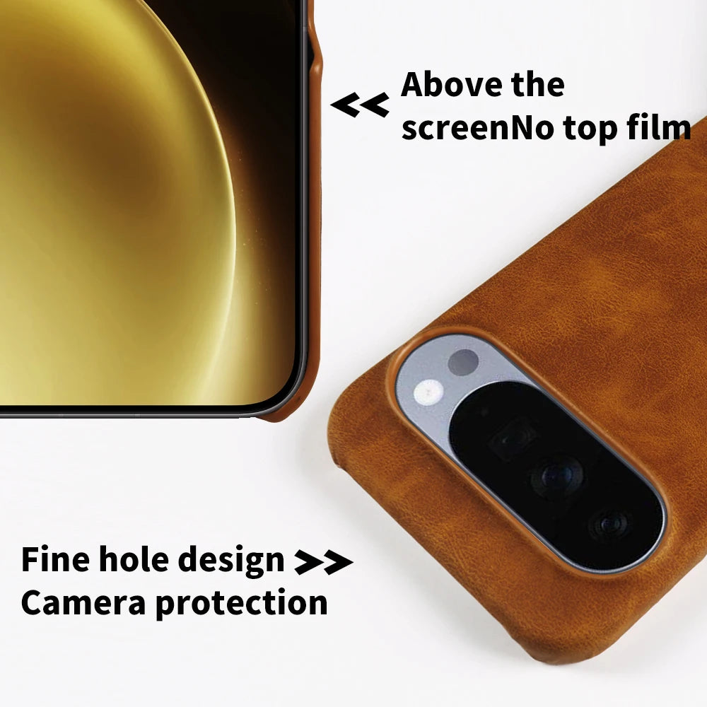 Skin Leather Phone Case For Google Pixel 10A 10 9 Pro XL 9A 8 8A 7 7A 6 6A 5 5A Hard PC Back Cover Cases Shockproof Fundas Coque