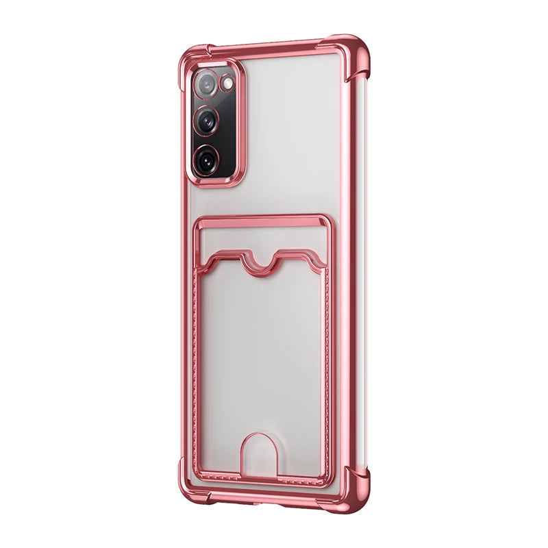 Luxury Shockproof Phone Case For Samsung Galaxy S25 Edge S24 S23 S22 S21 S20 FE Note 20 Ultra 9 Transparent Card Slot Bag Cover