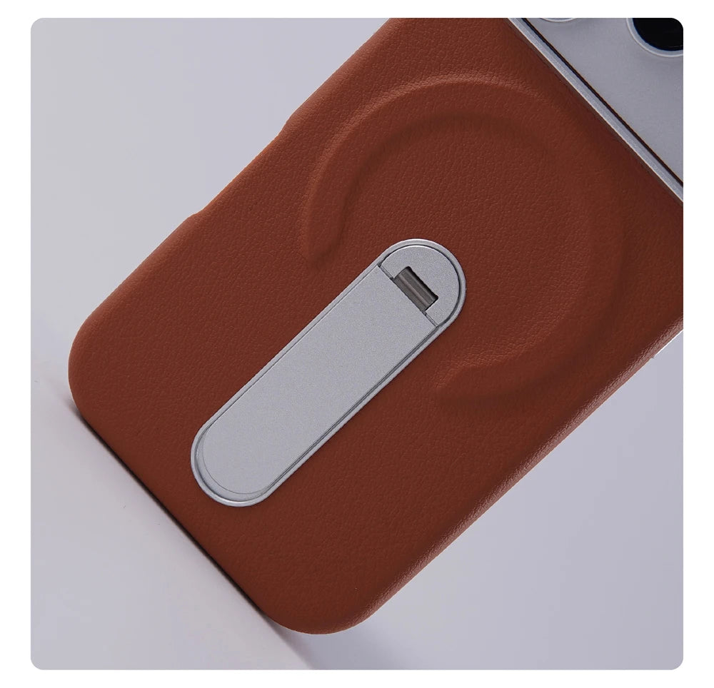 Luxury Rotation KickStand Business Leather Case For iPhone 18 17 Pro Max 16 15 14 13 For MagSafe Magnetic Matte Shockproof Cover