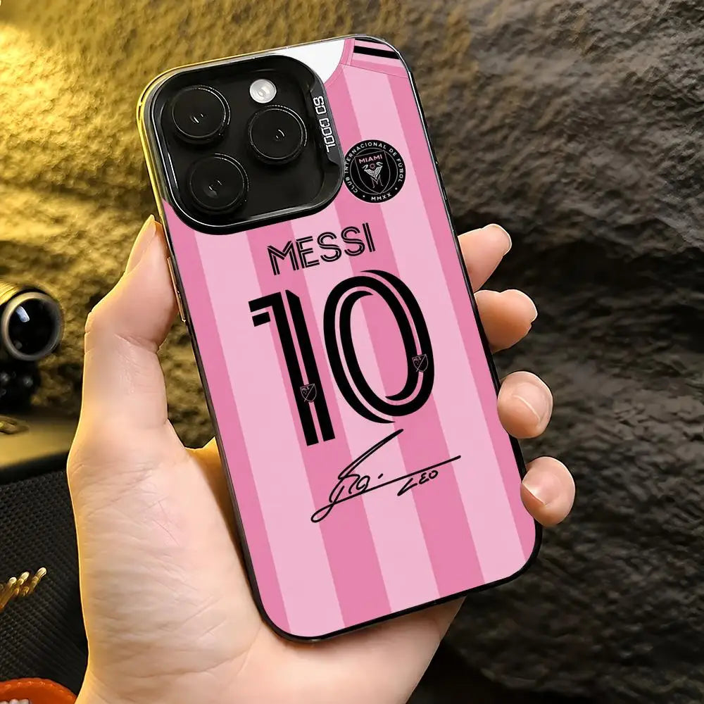 1 Football Star Messi #10 Logo Phone Case iPhone 11/12/13/14/15/16/17 Pro Max Color Gradient TPU Slim Shockproof Case