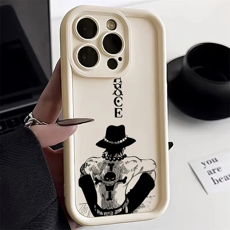 Ones Pieces Anime Ace Fire Phone Case for iPhone 17e 17 16e 16 15 14 13 12 11 Air Pro Max Mini XR XS X Plus Soft TPU Back Cover