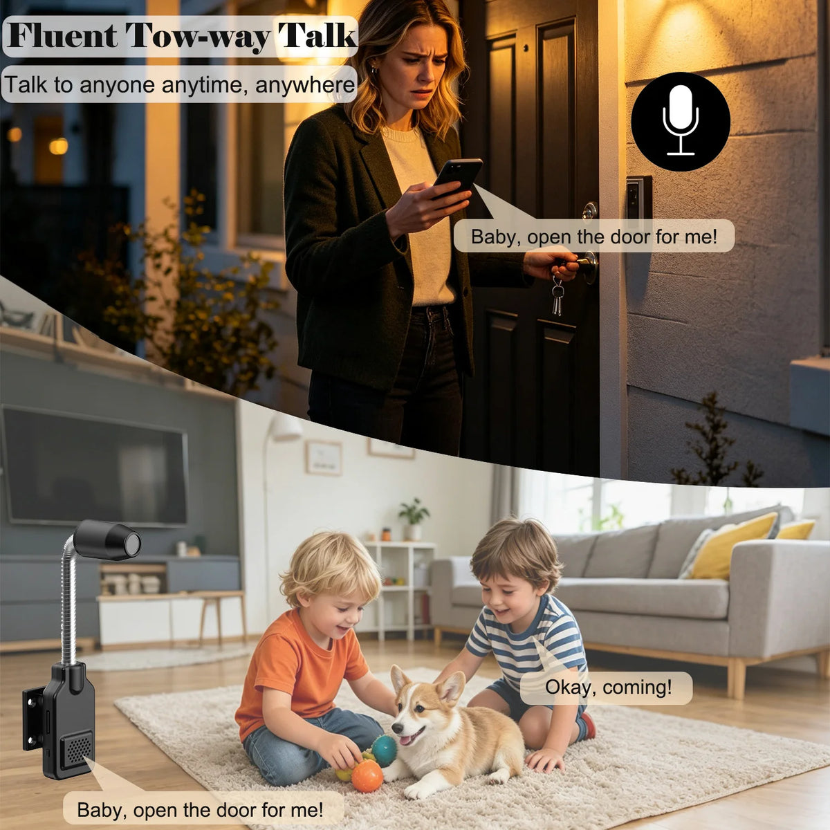 PNZEO Smart Flexible Gooseneck Baby & Pet Monitor Camera Motion Detection Two-Way Audio Home Security Camera