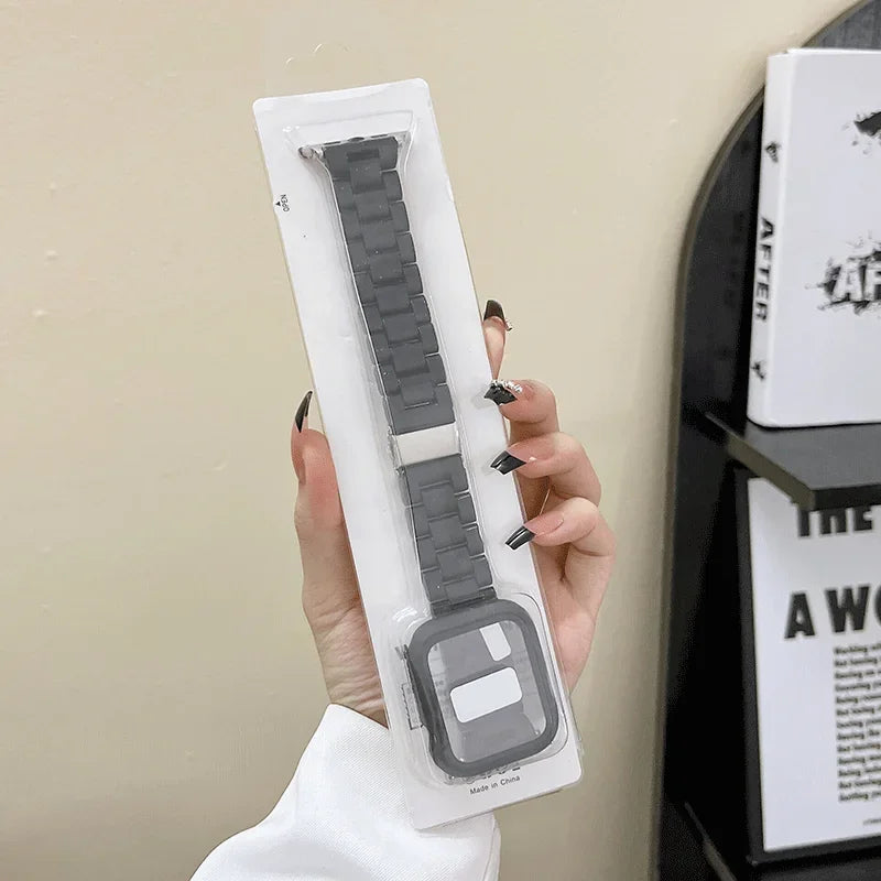Watch strap+Case+glass For apple watch band 44mm 40mm 38/42mm Candy bracelet iwatch ultra2 49mm serie 9 8 7 6 5 4 3 Se 41mm/45mm