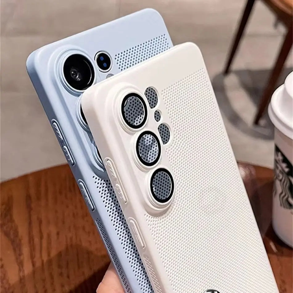 Heat Dissipation Breathable Mesh PC Case For Samsung Galaxy S26 S25 S24 S23 S22 Ultra S21 Plus Len Protect Thin Matte Hard Cover