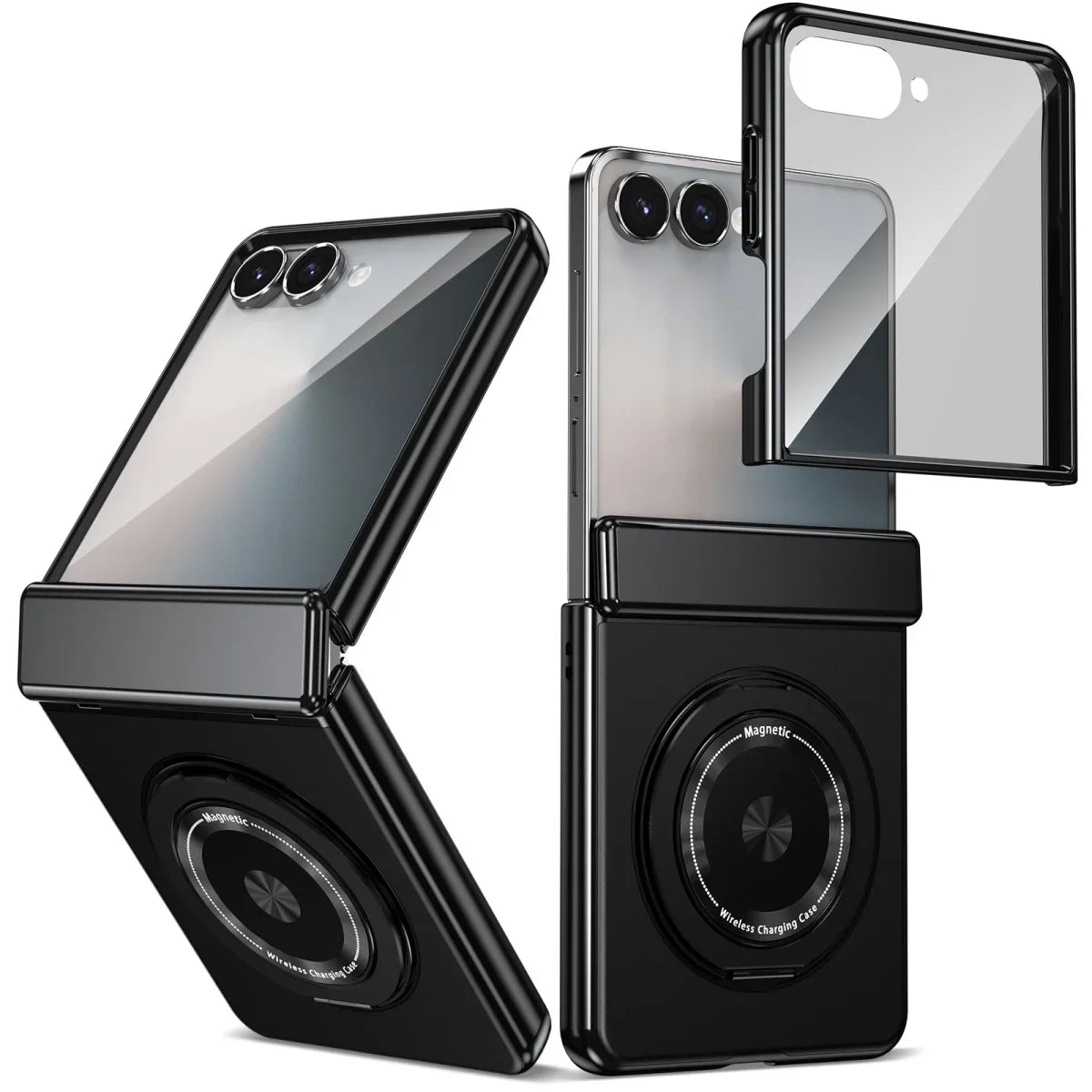 360° Rotating Ring Stand Magnetic Hinge Protective Phone Case for Samsung Galaxy Z Flip 8 7 FE 6 5 4 3 with Screen Film Cover