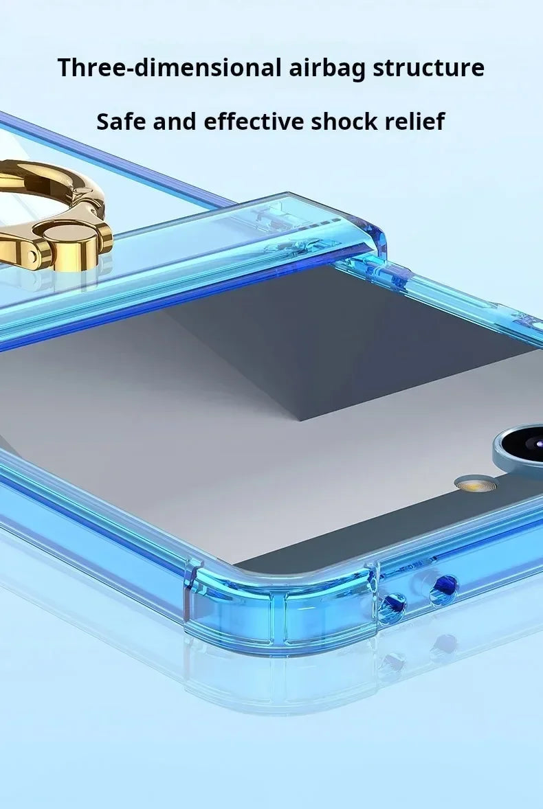 Luxury Ring Holder Airbag Hinge Protection Phone Case For Samsung Galaxy Z Flip 8 6 5 Z Flip7 FE Flip8 Antifall Shockproof Cover