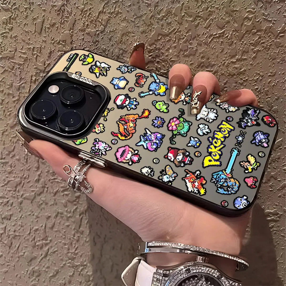 Cute Pixel Style P-Pokemon Pattern Phone Case For iPhone 17 16 15 14 13 12 11ProMax XR XS MAX 78PLUS MINI Y2K Luxury Matte Cover