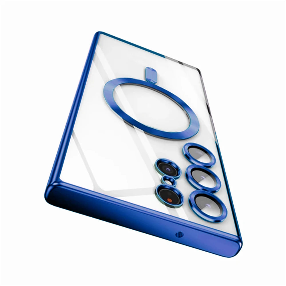 Luxury Wireless Magnetic Plating Cases For Magsafe Case Samsung Galaxy S25 S23 S24 Ultra S21 Fe S22 Lens Protective Cover