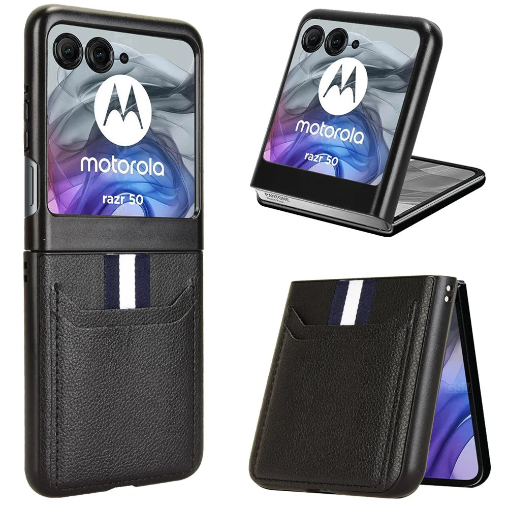 PU Leather Case for Motorola Moto Razr 70 60 50 40 Ultra Razr+ Plus 2026 2025 2024 Card Holder Lightweight Protective Cover