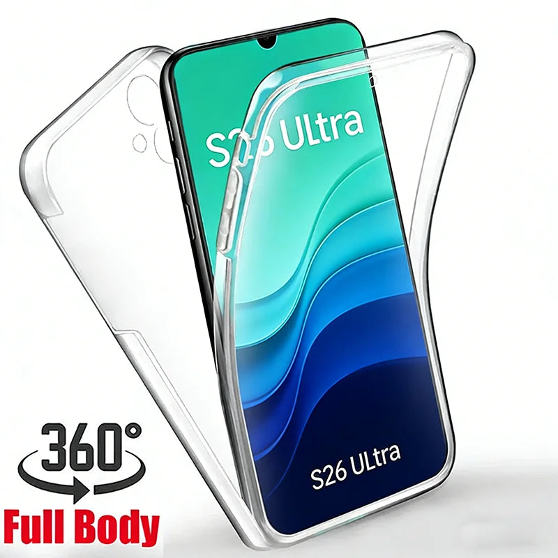 360° Full Body PC+TPU Clear Phone Case For Samsung Galaxy S26 Ultra S25 S24 S23 S22 S21 A56 A55 A54 A53 A37 A36 A35 A26 Cover