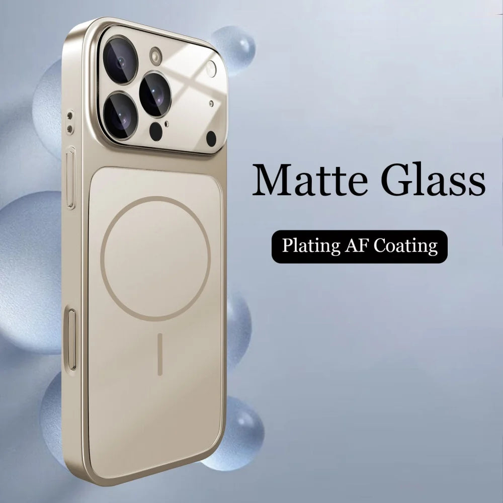 Original Glass Nano Matte Case For iPhone 17 Air 16 15 14 13 17 Pro Max 17Pro Magnetic For Magsafe Wireless Charging Armor Funda