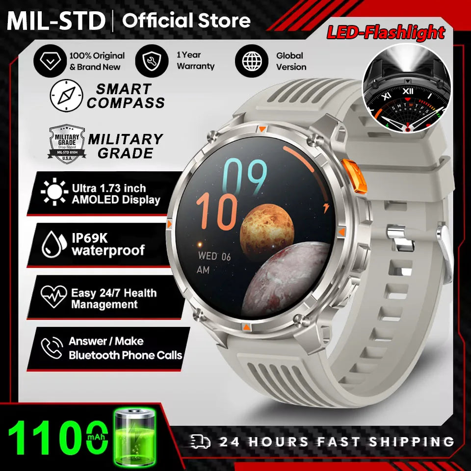 2026 New T-Rex3 Pro GPS Sports 1100mAh Smartwatch Men 120-Day Standby Clock Rugged Outdoor Sport 10ATM Waterproof Call Watches