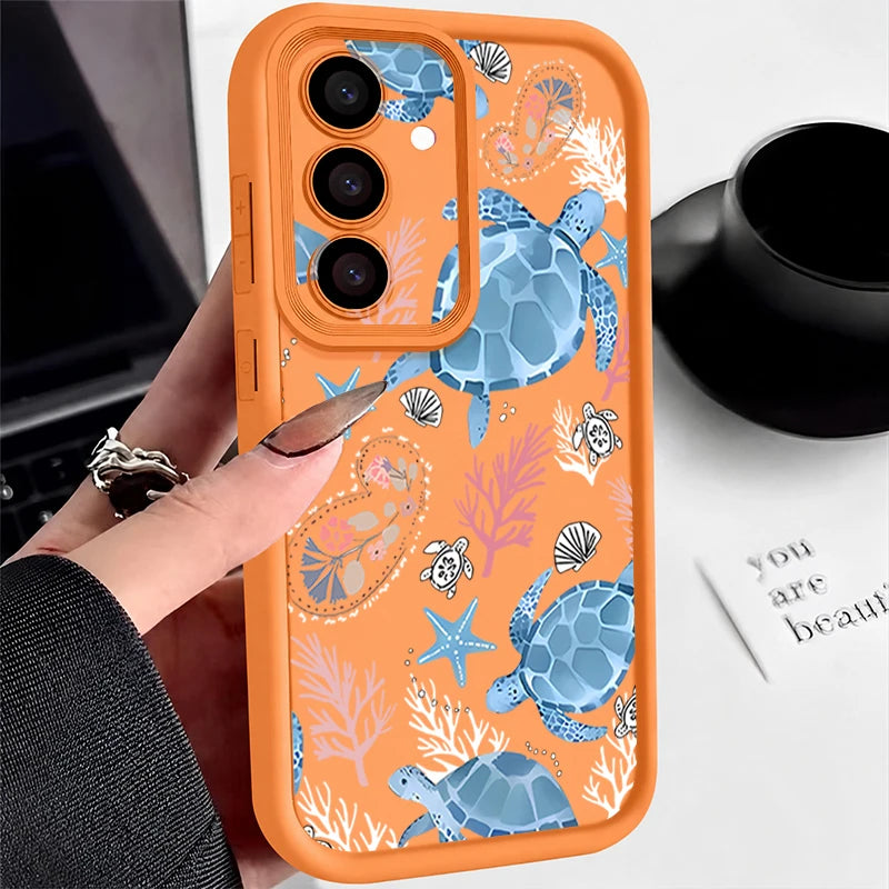 Sea Turtle Pattern TPU Case For Samsung Galaxy S26 S25 S23 Ultra S24 FE A57 A17 A56 A36 A26 A55 A16 A15 A35 A25 5G Phone Cover