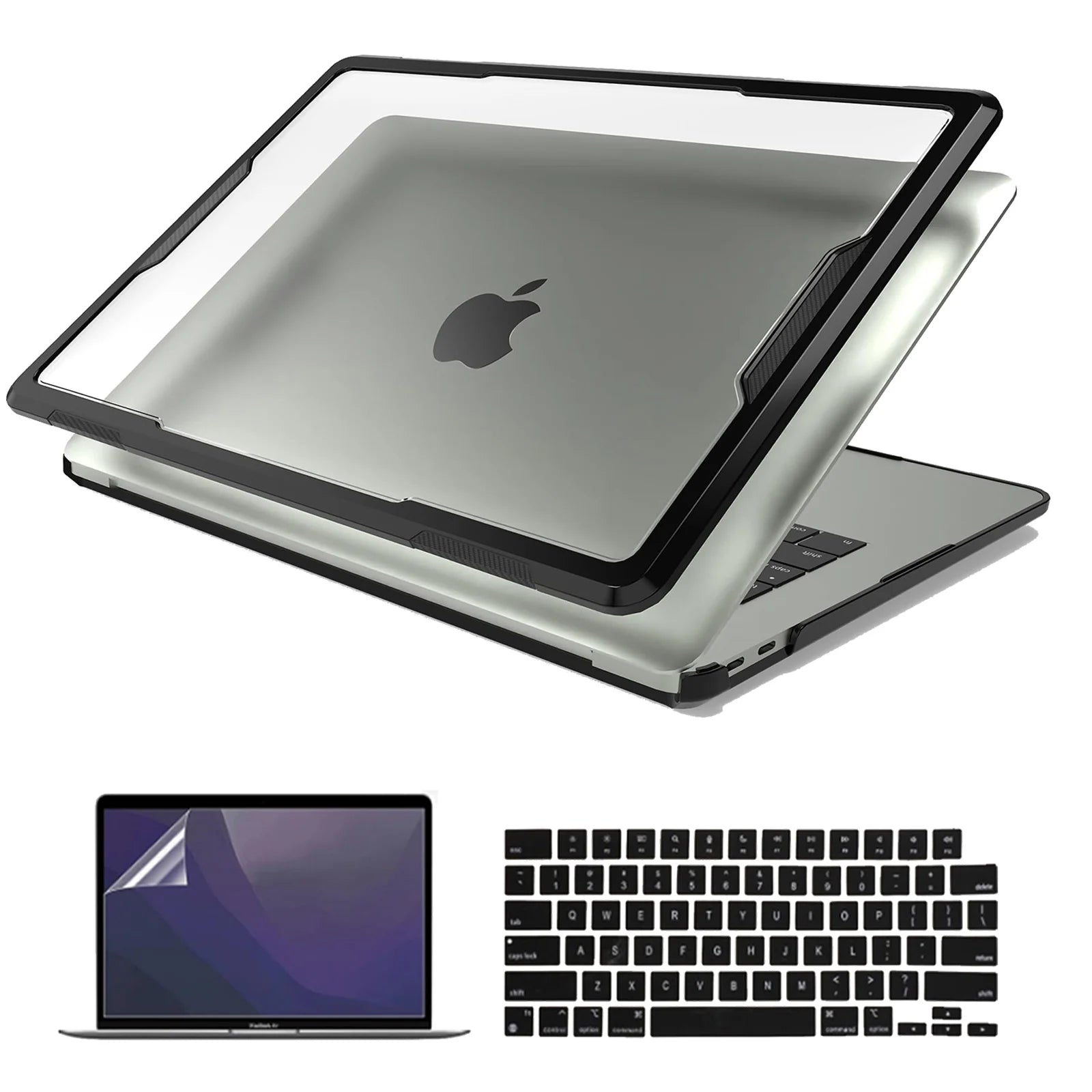 TPU Bumper Case Shockproof Hard Shell& Keyboard Protector For MacBook Air 13.6 Inch 2026-2022 M5 M4 A3240 / M3 A3113 / M2 A2681