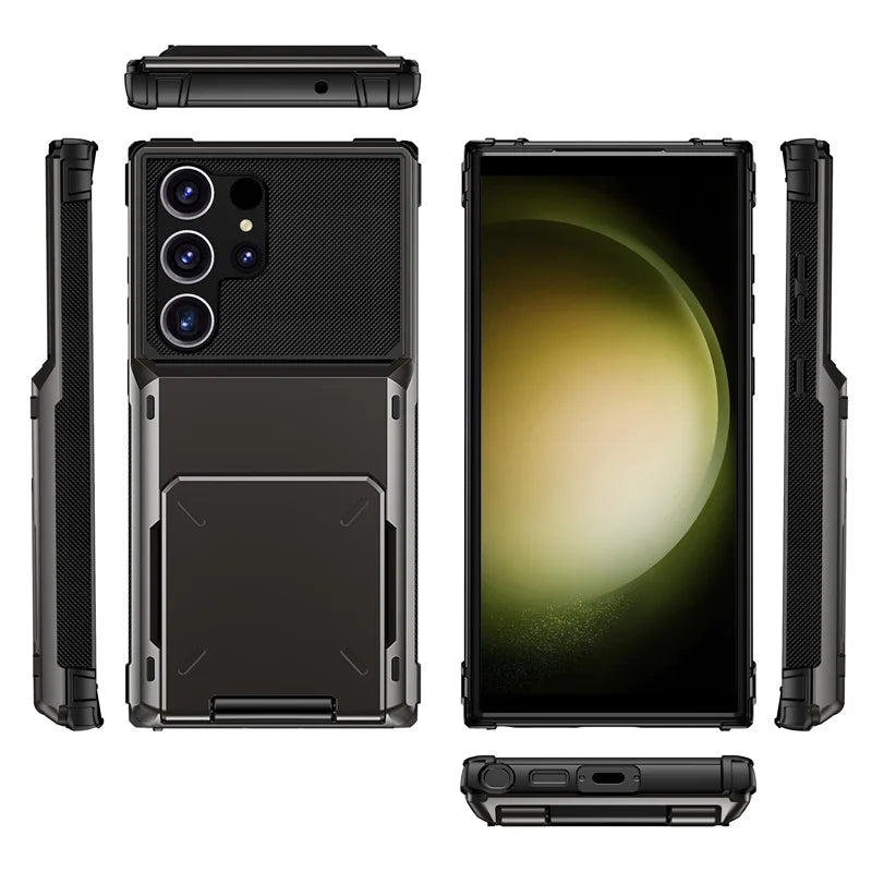 Wallet Case for Samsung Galaxy S24 S23 S22 S21 S20 Ultra FE S10 Note 10 Plus 20 9 Cover Shockproof Armor PC Flip Card Slot Case