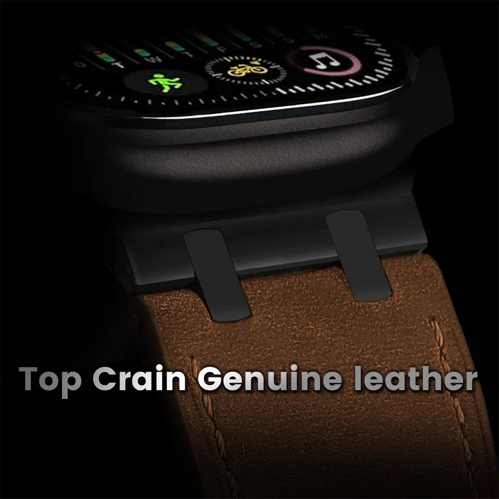 Ap Crazy horse pattern Leather strap For Apple watch band 44mm 45mm 46mm NEW Design bracelet series 5 6 SE 7 8 9 10 ultra/2 49mm