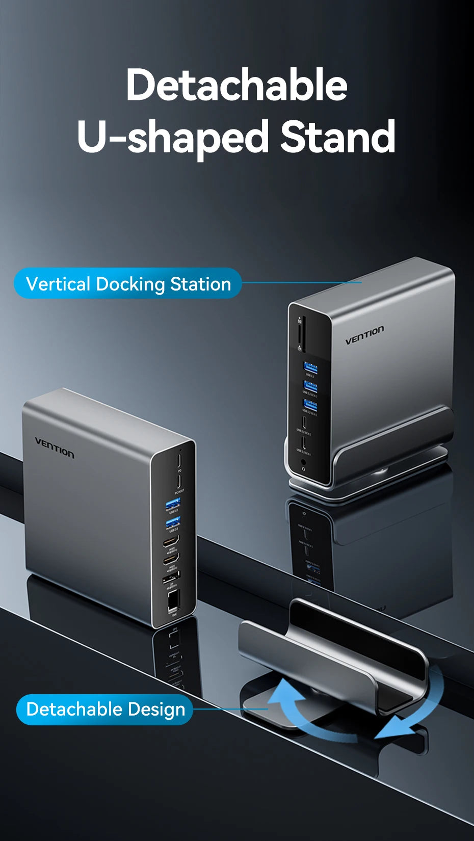 Vention USB C MST Docking Station 15 in 1 4K@60Hz HDMI DP Triple Monitor USB 3.2 HUB PD 100W Adapter for MacBook Win HP Laptop