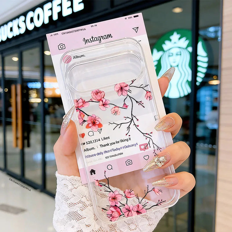 Plum Blossom Flower Phone Case For Google Pixel 10 8 Pro 9 Pro XL 6 7 7A 8A 5G Cute Floral Pattern Clear Soft TPU Cover Fundas