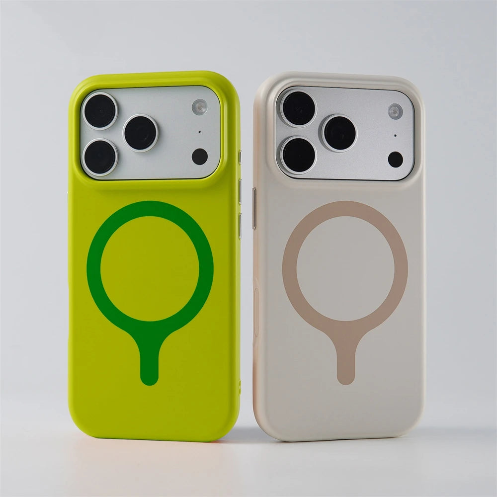 Fashion Dopamine Color Silicone Matte Case For iPhone 18 17 16 Pro Max Magnetic Wireless Charging Shockproof Hit Color Cover