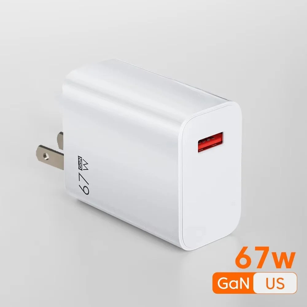 67W Fast Charger GaN USB Type C Power Adapter with Type C Cable USB High Speed Wall Charger For Xiaomi 17 15 14 Ultra Redmi Note