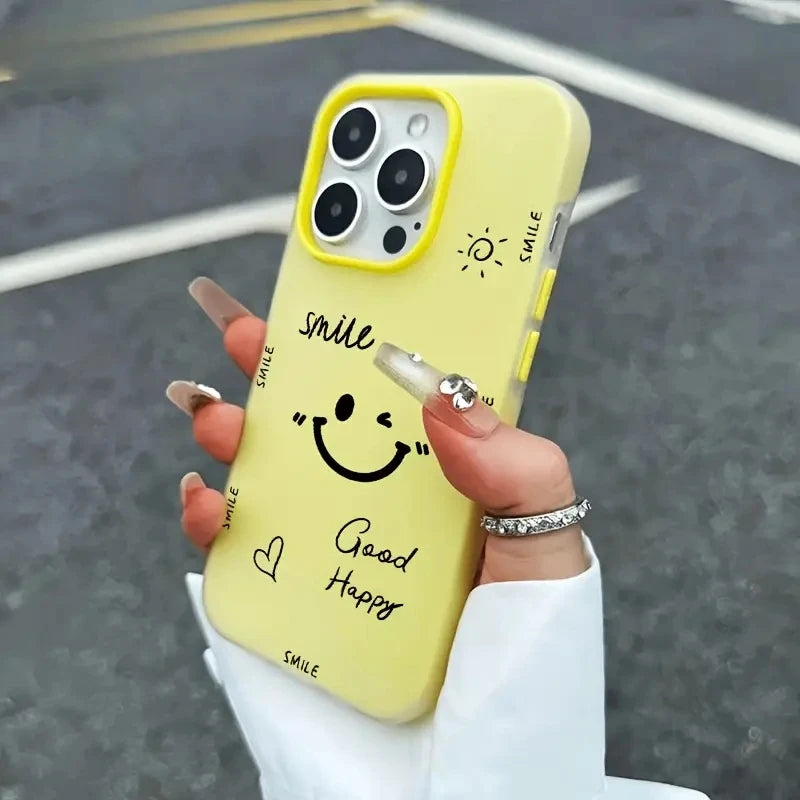 Luxury Smiling Face Jelly Color Shockproof Case for iPhone 17 Air 16 15 13 12 11 Pro Max 14 Plus Shockproof Phone Back Cover