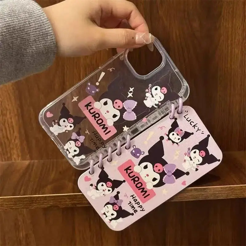 Sanrio 3D Cartoon Flip Notebook Kitty Kuromi Phone Holder Case for Samsung Galaxy S26 S25 S24 S23 S22 Ultra S21 S20 FE Cover