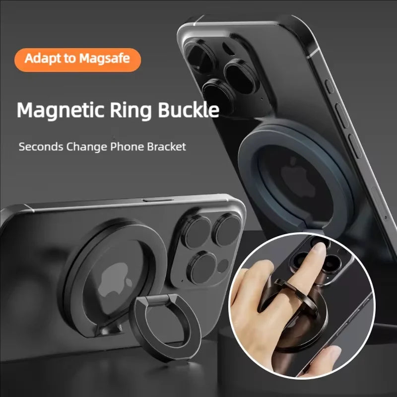 Magnetic Phone Ring Holder Dual-Side Magnet 360° Rotation Ultra-Thin Foldable Portable Desktop Phone Stand for iPhone 17 16 15