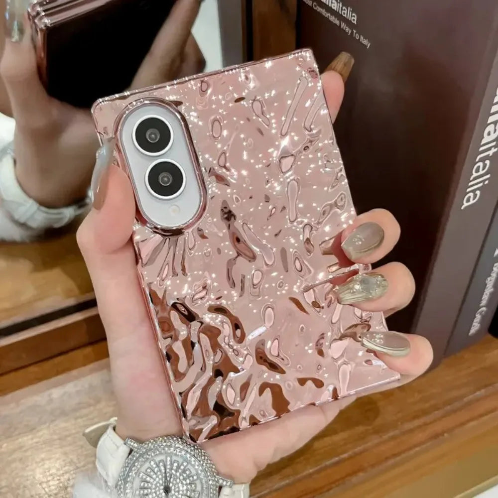 Luxury Plating Water Ripple Advanced Phone Cases for Samsung Galaxy Z Fold 8 Ultra 7 6 5 4 Fold8 Shockproor Ultra-thin PC Cover