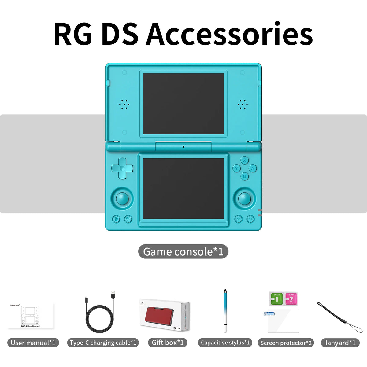 ANBERNIC RG DS Handheld Game Console RK3568 64-bit 4" IPS Multi-touch Screen Android 4000mAh Dual-screen Flip Video Games Player