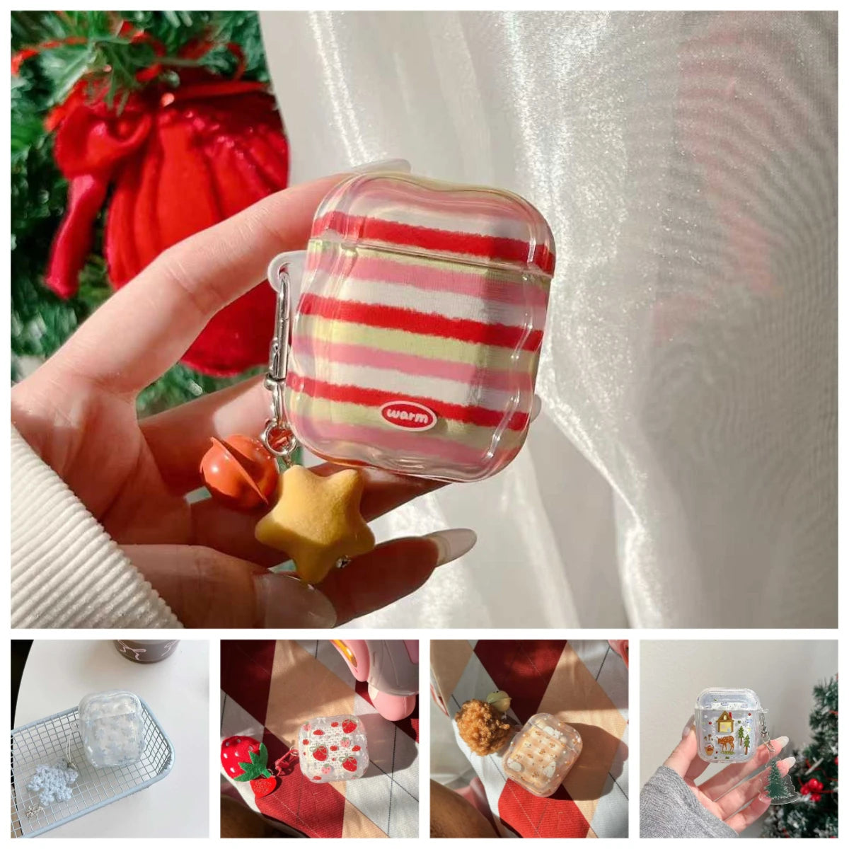 For Apple AirPods Pro3 2025 New Case AirPods 1 2 3 4 Pro2 Earbuds Cover Strawberry Cute Snowflake Winter Elk Protective Sleeve