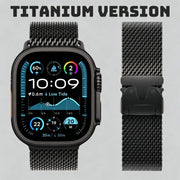 Titanium Band for Apple Watch Ultra 3 4 49mm 44 45 46mm 40 41 Series 12 10 Natural Milanese Loop IWatch Secure Parachute Buckle