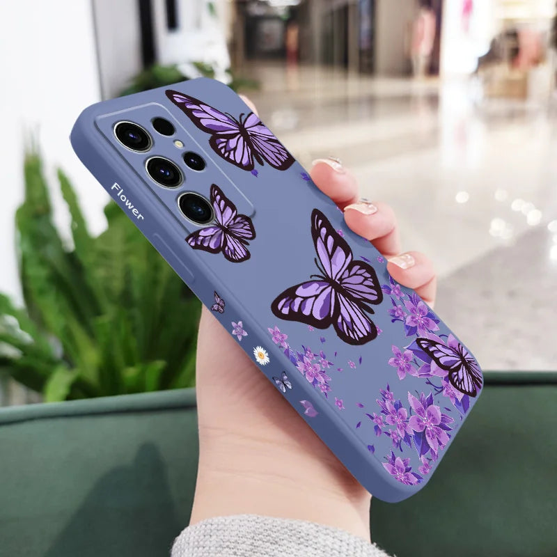 Dreamy Butterfly Phone Case For Samsung Galaxy S25 S24 S23 S22 S21 S20 Ultra FE S10 S10E Plus Note 20 Ultra Silicone Cover