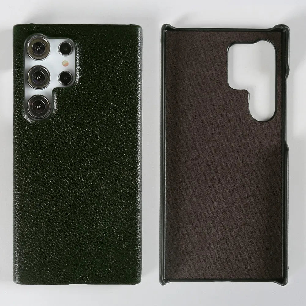 Luxury Genuine Leather Case for Samsung Galaxy S24 Ultra S23 S22Plus S21FE S20 Real Cowhide Leather Phone Cover Back Shell Coque