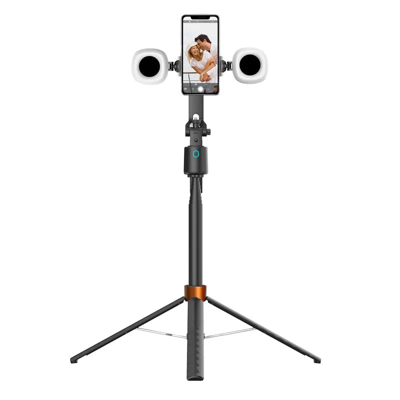 Selfie Stick Tripod Rechargeable Smart Face Tracking Tripod with 2 Fill Light Phone Holder for Live Streaming Vlog 360°Rotatable