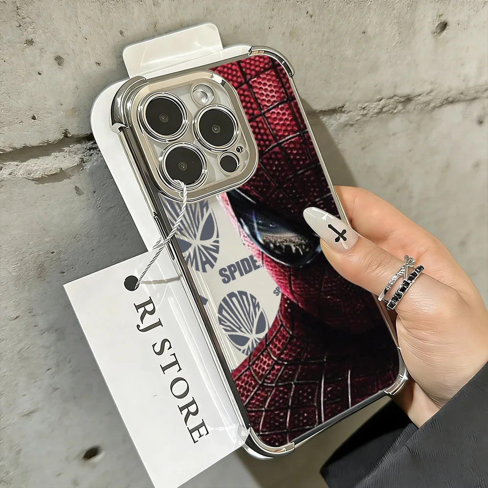 Cool Spidermans Venoms Plating Phone Case For iPhone 17 17e 16 15 14 13 12 11 Pro Max X XR XSMax Mini Air Plus Anti-Fall Airabag