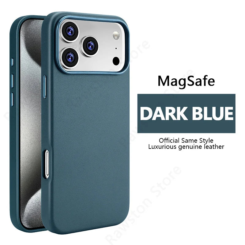 Official Magnetic Leather Case for Apple iPhone 17 Pro Max 16 13 12 14 15 Plus Original MacSafe for MagSafe Cover Accessories