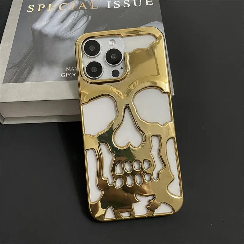 Cool Hollow Heat Dissipation Cool Skull Ghostface Plating Phone Case For iPhone 17 16 Pro Max 15 14 Plus Air Fashion Slim Cover