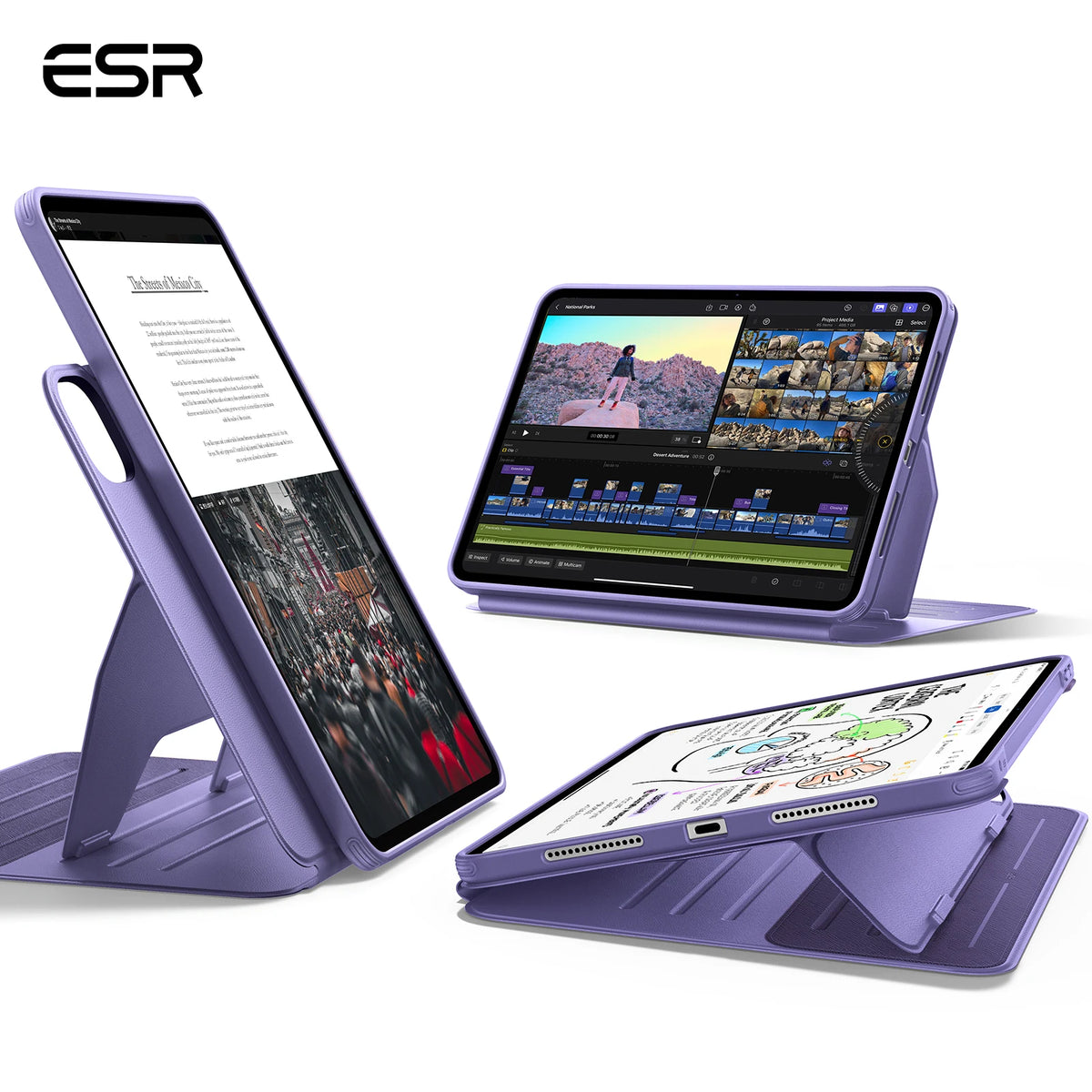 ESR for iPad Pro 11/13(M5/M4) Removable Magnetic Case Adjustable Angle Cover for iPad 11(A16)& Air 11/13(2026/2025/2024)