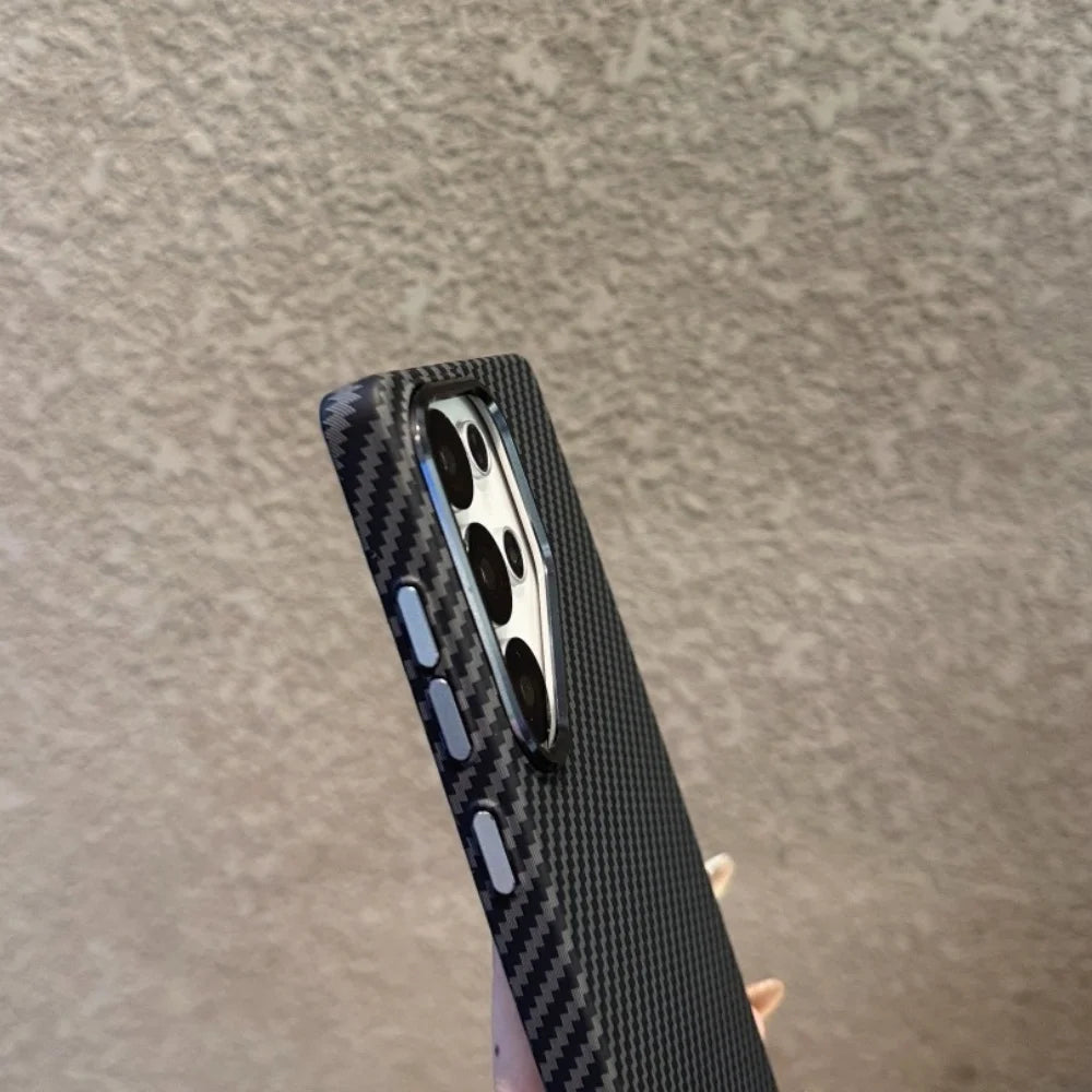 High end Carbon Fibre Wireless Charging for Magsafe Phone Case for Samsung Galaxy S25 S26 Ultra S26 Plus Alloy Lens Hard PC Case