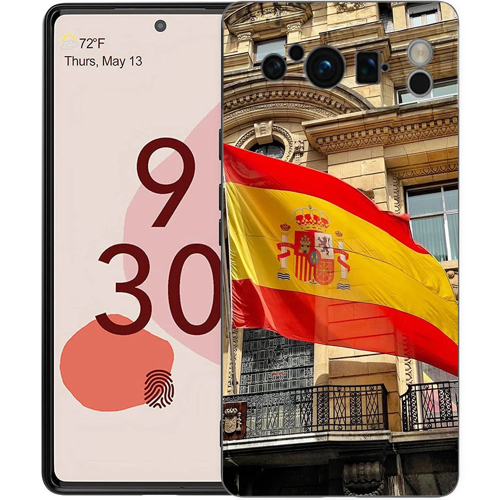 Spain flag Phone Case For Google Pixel 10A 10 9 8 7 6 Pro XL 9A 8A 6A 7A 5G Soft Shockproof TPU Black Cover