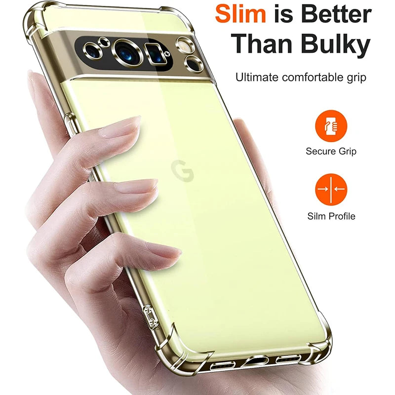 Transparent Phone Case For Google Pixel 9 8 7 6 Pro XL 6A 7A 8A 9A Thick Silicone Shockproof Cover Airbag Bumper Soft Back Cover