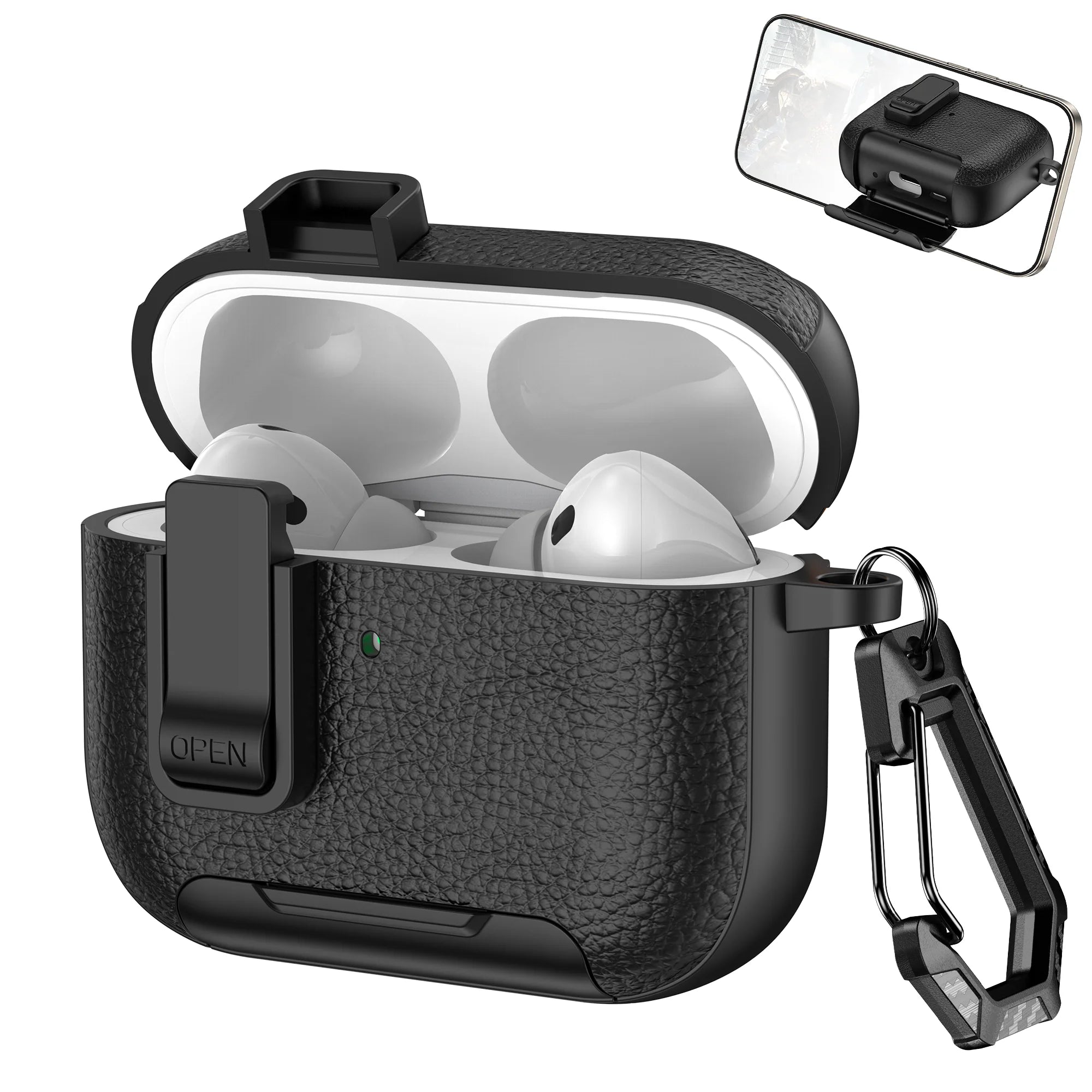 New Earphone Cover For AirPods Pro 3 3rd Generation Protective Case With Secure Lock Invisible Phone Stand Leather Texture Cover