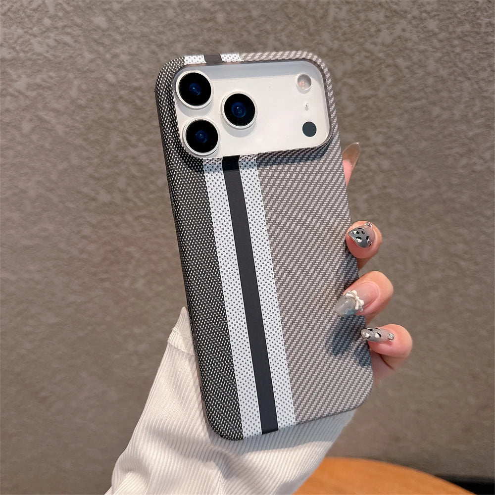 Ultra Slim Carbon Fibre Hard PC Case for iPhone Air 17 Pro Max 16 15 14 Plus 13 12 Pro 11 Color-blocking Full Frame Bumper Cover