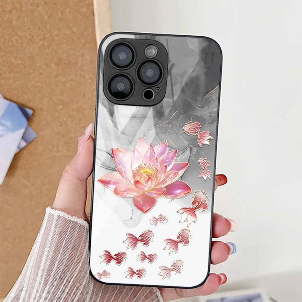 Cherry Painted Hard Phone Case For Samsung S25 Ultra S26 S24 S23 S22 S 25 Plus S21 S20 FE Cases Tempered Glass Back Cover Funda