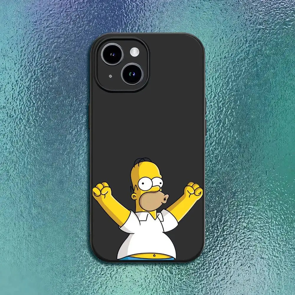 Anime T-The S-Simpsons-s Phone Case For IPhone 17 12 13 14 15 16Pro Max  Plus Classic black soft shell