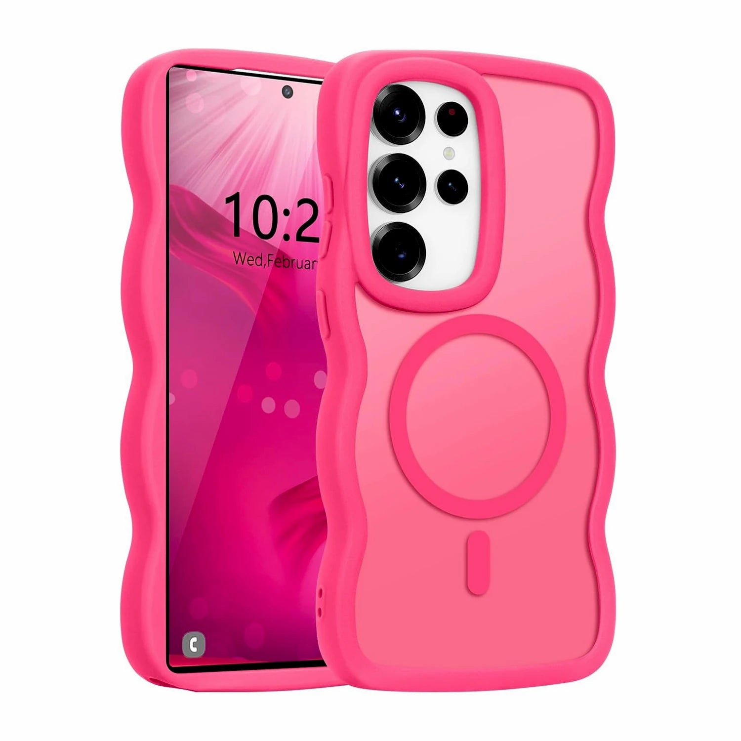 Luxury Wavy Frame Matte Case For Samsung Galaxy S26 S25 S24 Ultra Plus Edge S 26 A56 A36 Magsafe Charge Shockproof Armor Cover
