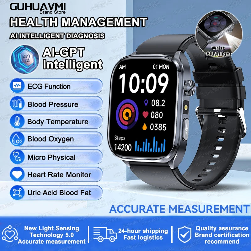 2026 New Accurate ECG Smart Watch Heart Health Analysis Blood analysis Blood Lipid Blood Pressure BT call Smart Watches For Men