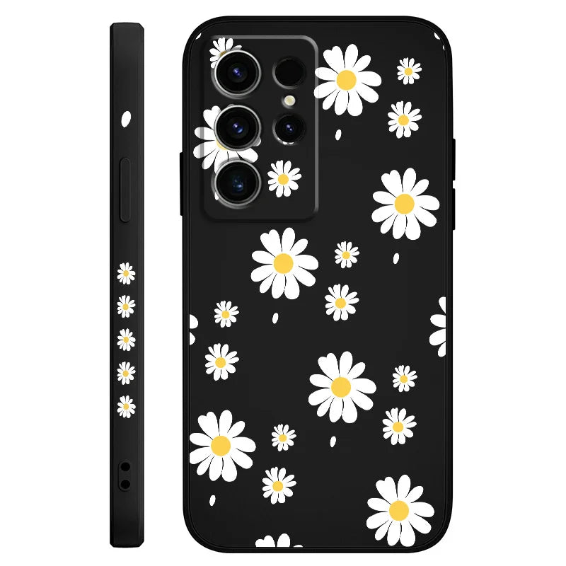 Daisy Petals Phone Case For Samsung Galaxy S25 S24 S23 S22 S21 S20 S10 S10E Ultra Plus FE Note 20 Ultra Plus Cover